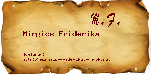 Mirgics Friderika névjegykártya